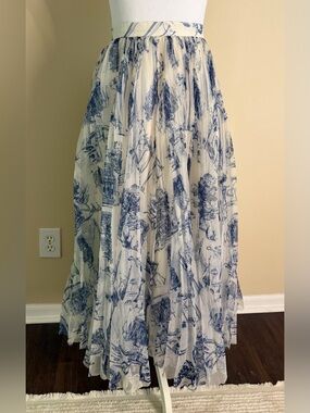 H&M Blue and White Toile Maxi Skirt